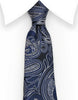 extra long navy blue paisley tie