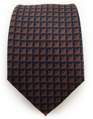 navy necktie with burnt orange square design