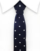 Navy Blue Knit Tie with White Polka Dots