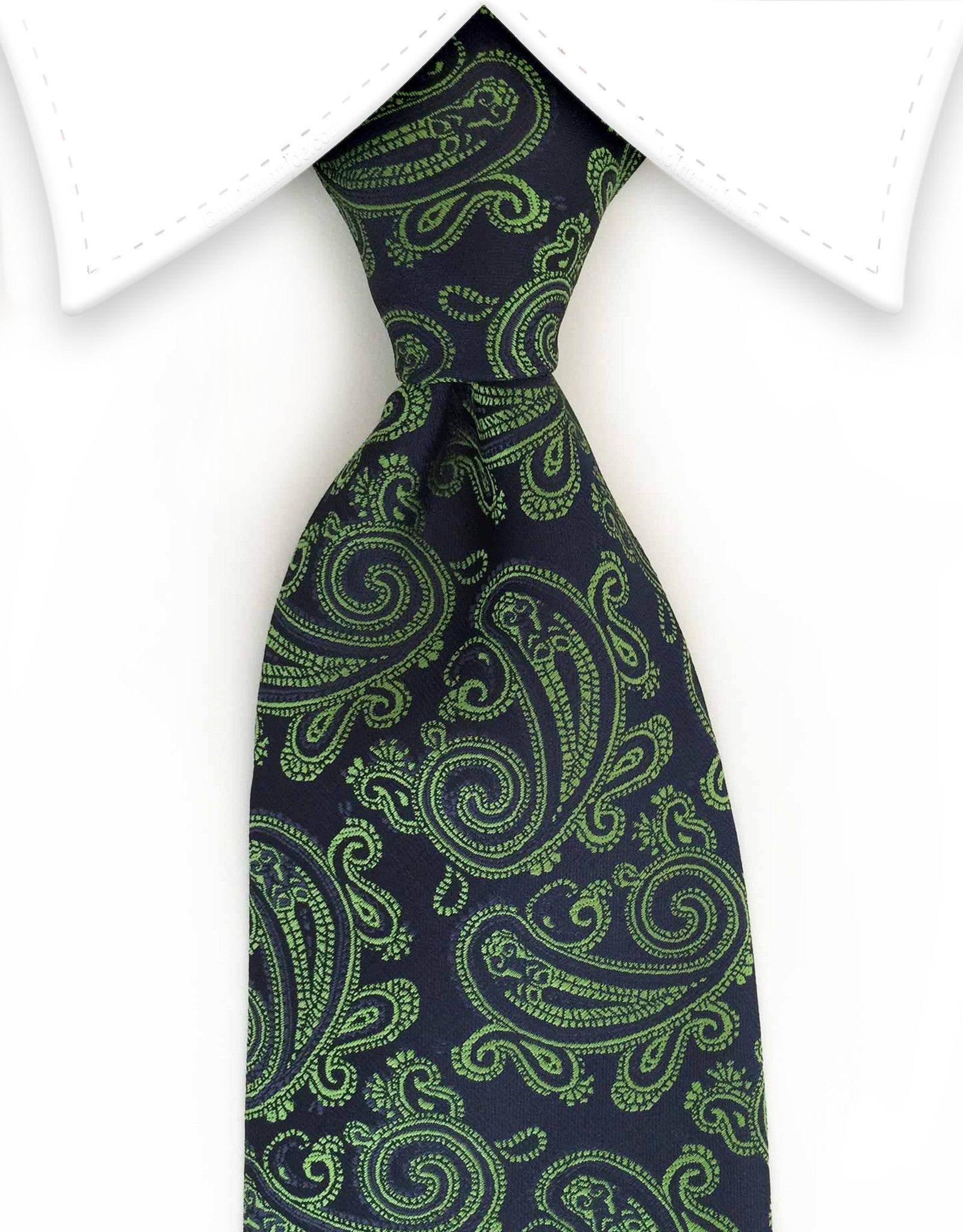 Navy blue & green paisley tie