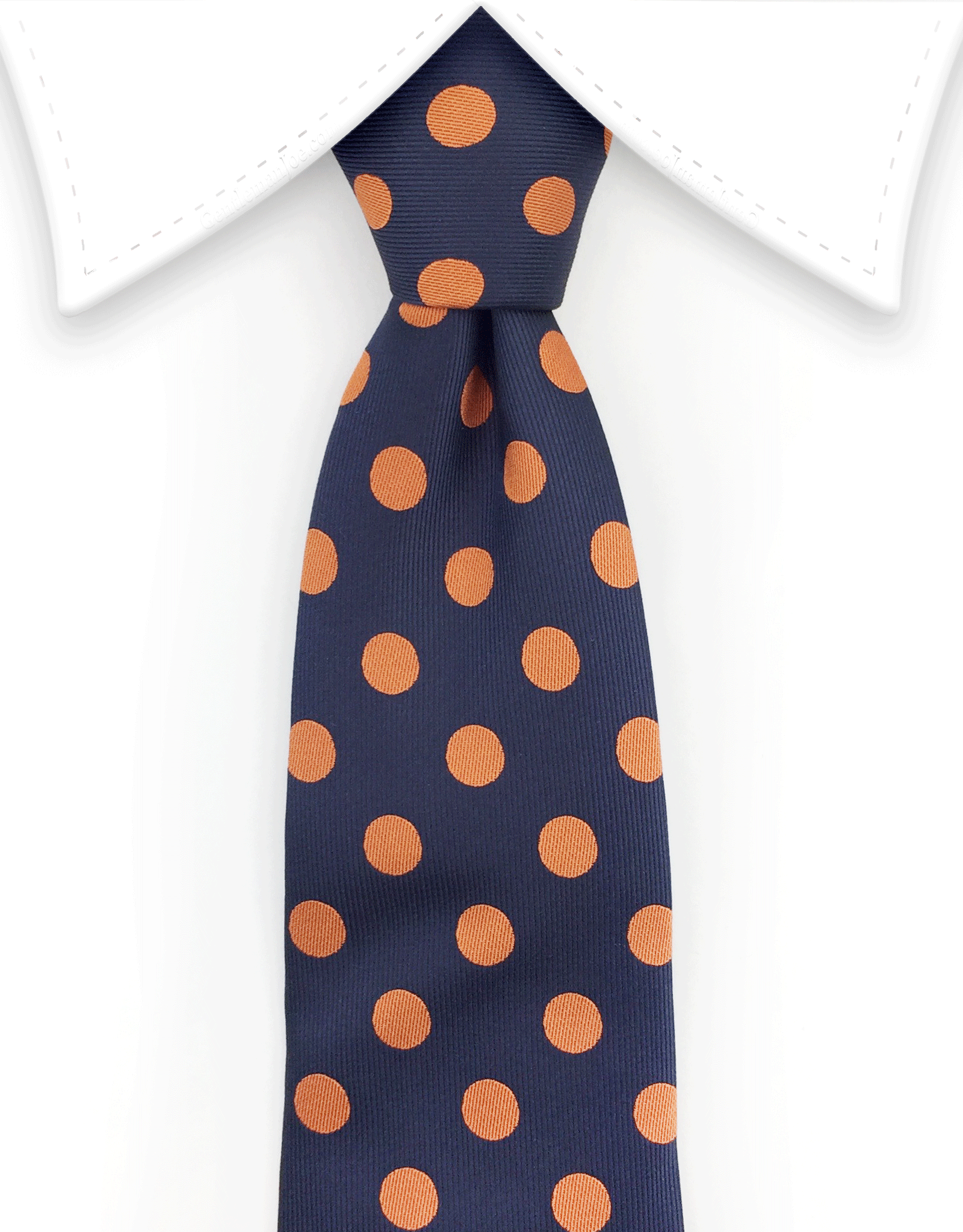 navy blue & orange polka dot skinny tie