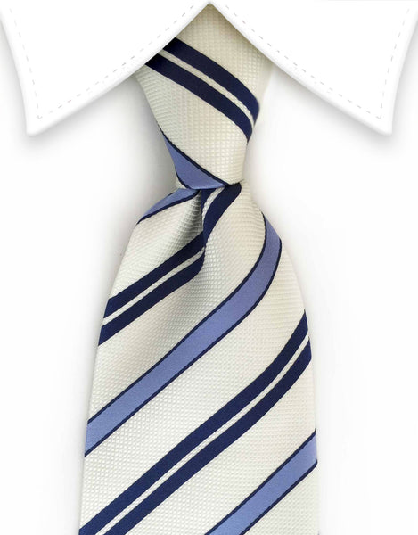 Navy, light blue and white repp stripe tie