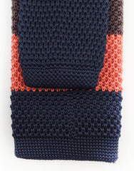 orange navy brown knitted necktie
