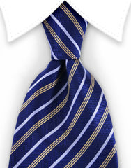 navy blue gold stripe tie