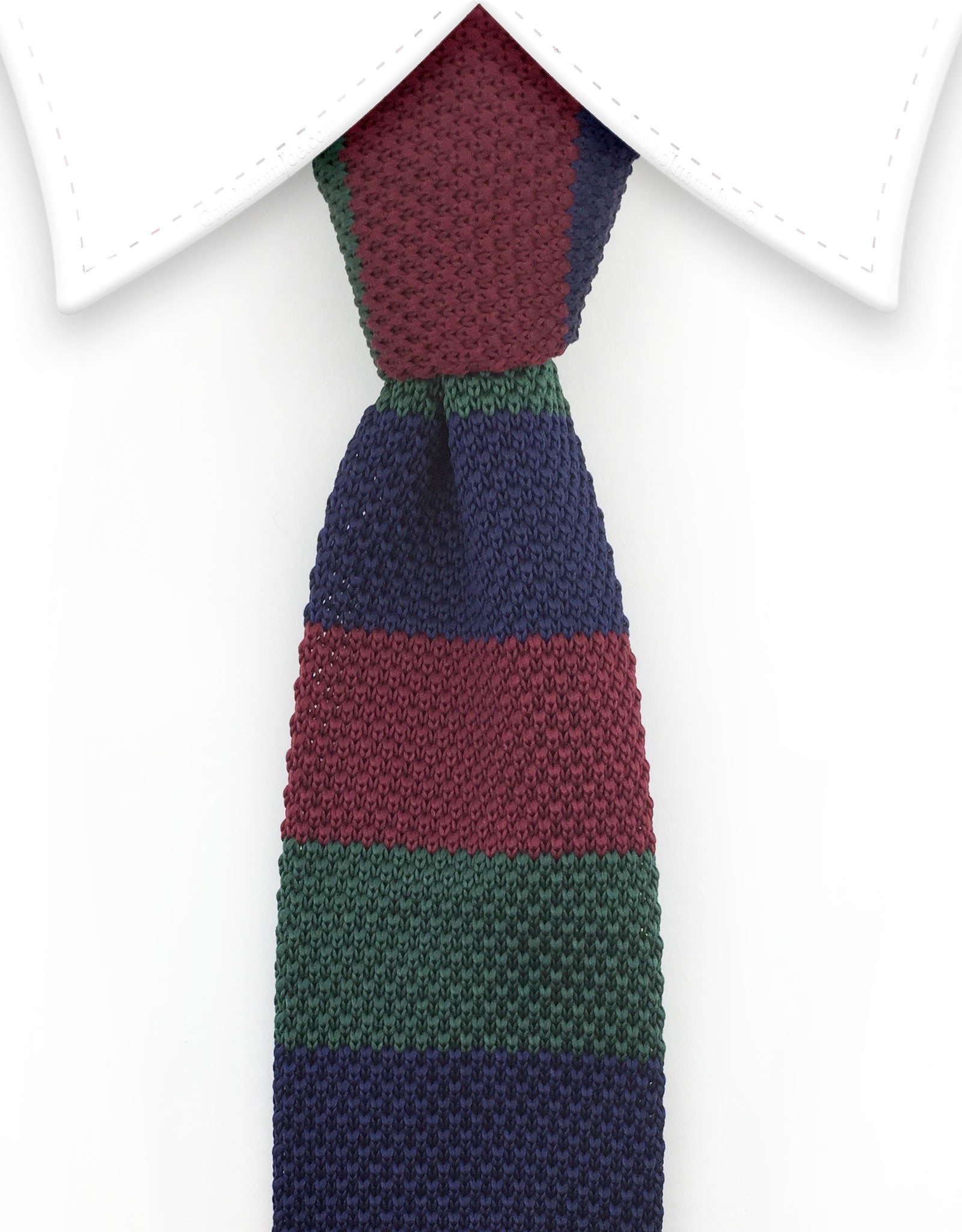 Navy blue, hunter green, burgundy knit tie