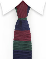 Navy blue, hunter green, burgundy knit tie