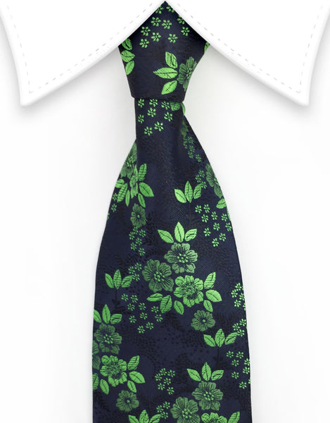 Green Floral Necktie