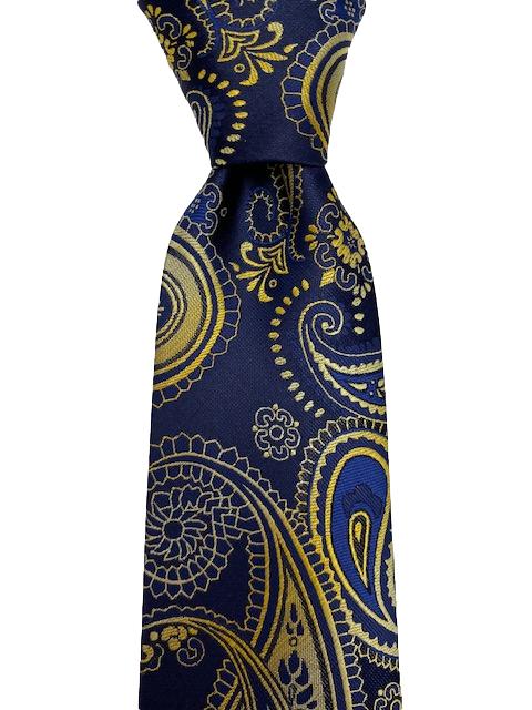 Navy and Gold Paisley Tie – GentlemanJoe