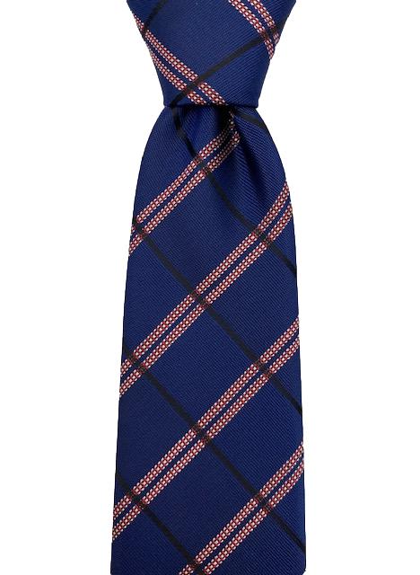 Blue, Red, White and Black Plaid Tie