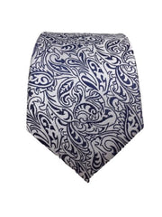 Light Silver and Navy Floral Necktie
