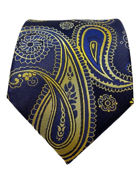 Navy and Gold Paisley Tie – GentlemanJoe