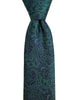 Navy Blue and Green Paisley Necktie