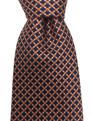 Navy Blue and Orange Geometric Men's Tie
