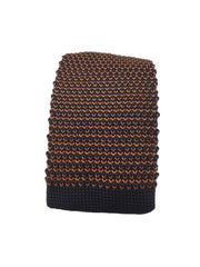 Navy Blue and Orange Twisted Men's Knit Tie