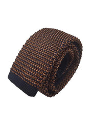 Navy Blue and Orange Twisted Men's Knit Tie