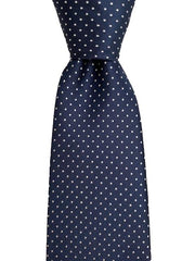 Navy Blue and White Pin Dot Extra Long Men's Tie