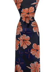 Navy Blue Tie with Large Coral Flower Design