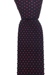 Navy Blue Men's Knitted Tie with Red Flecks