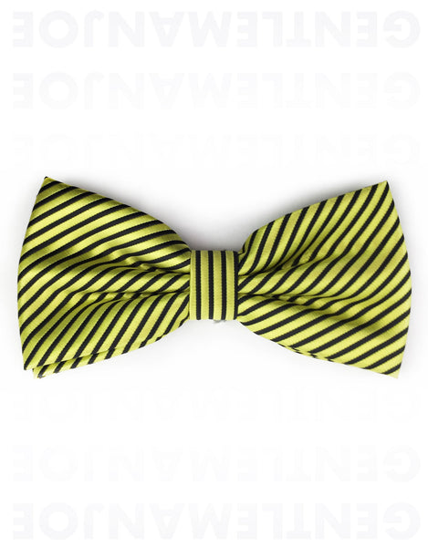 yellow and black pinstriped bow tie