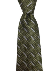 Olive Green Geometric Men's Tie