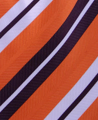 Orange, Burgundy & White Striped Necktie