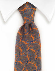 Orange and Blue Paisley Tie