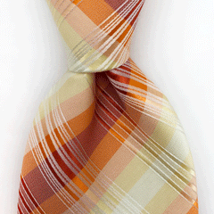 Orange & Yellow Plaid Skinny Tie