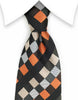 brown, orange, black, silver taupe silk tie
