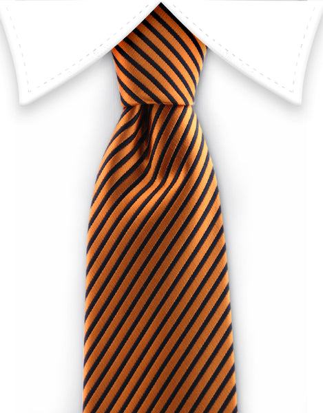 orange & black pinstriped skinny necktie