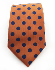 Orange & Navy Polka Dot Tie
