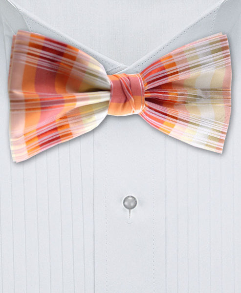 orange & yellow plaid bow tie
