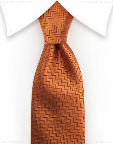 orange herringbone tie