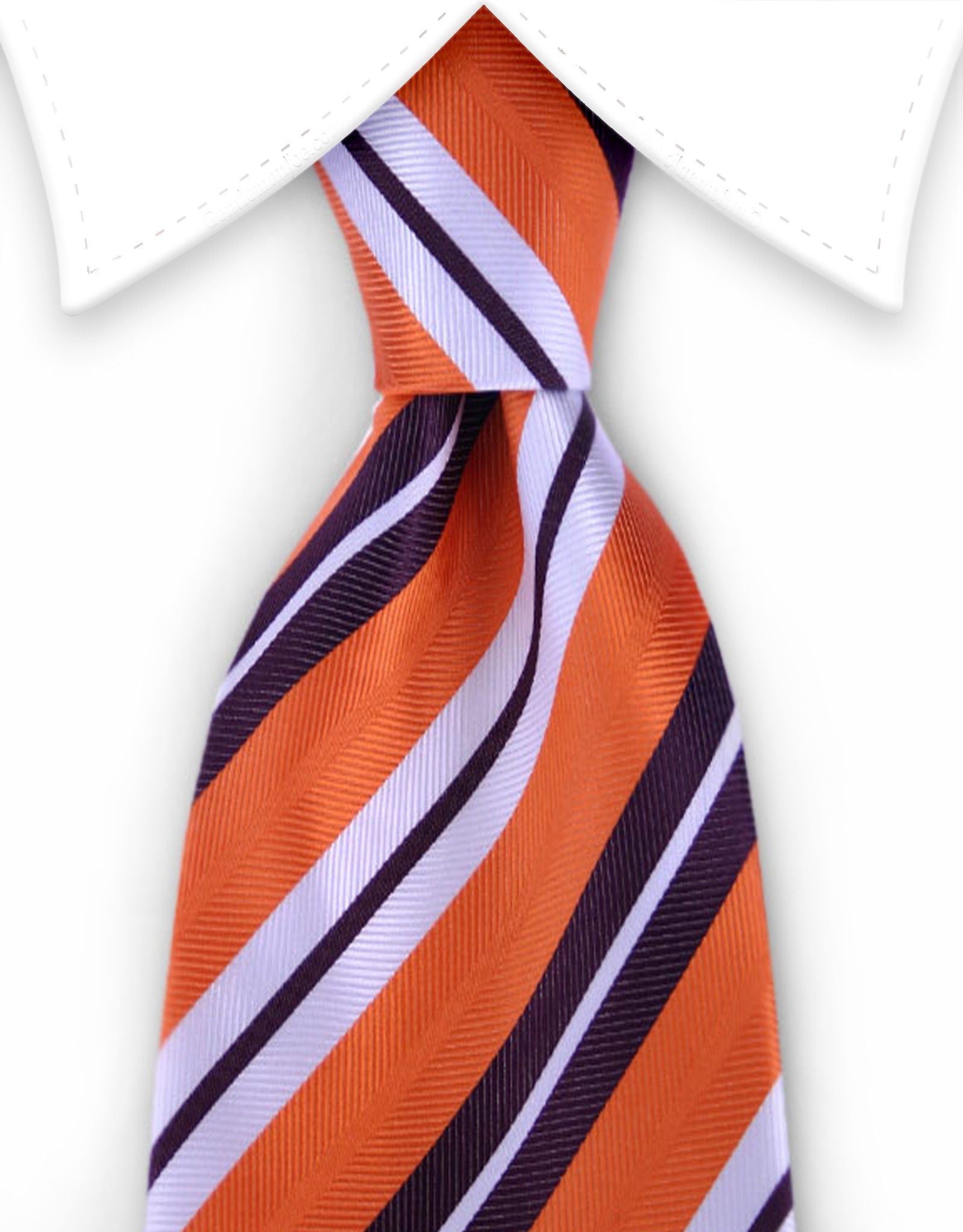 Orange, burgundy & white striped tie