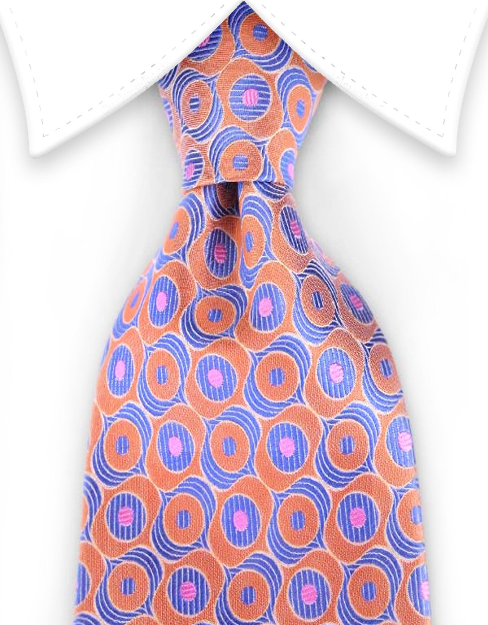 orange pink and blue silk tie
