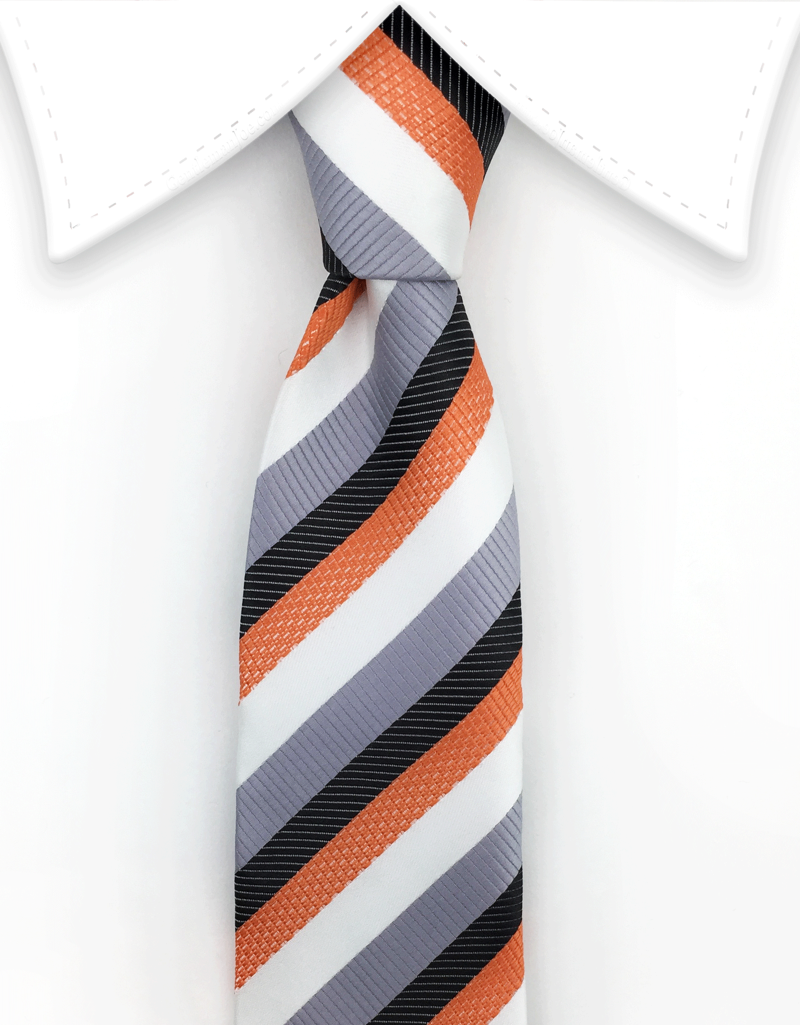 Orange Black White Silver Skinny Necktie