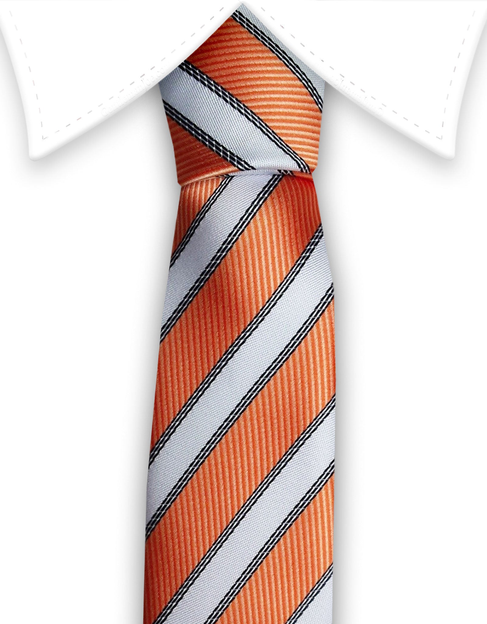 Orange & white striped narrow tie