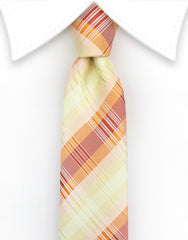 Yellow & Orange Plaid Skinny Tie