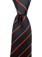 Black and Orange Striped Extra Long Tie - 3XL