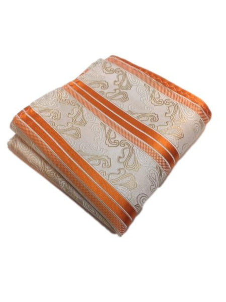 Orange and Cream Paisley Silk Pocket Square