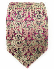 Gold and pink floral tie