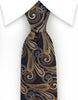 Navy blue tie with gold & silver paisley