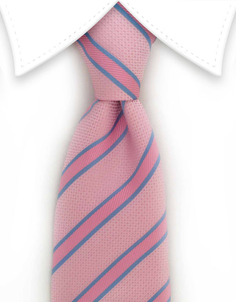 Pastel pink and blue striped necktie