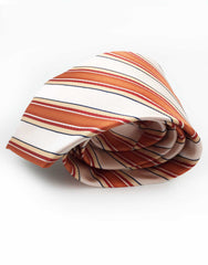 Orange coral and light peach striped necktie