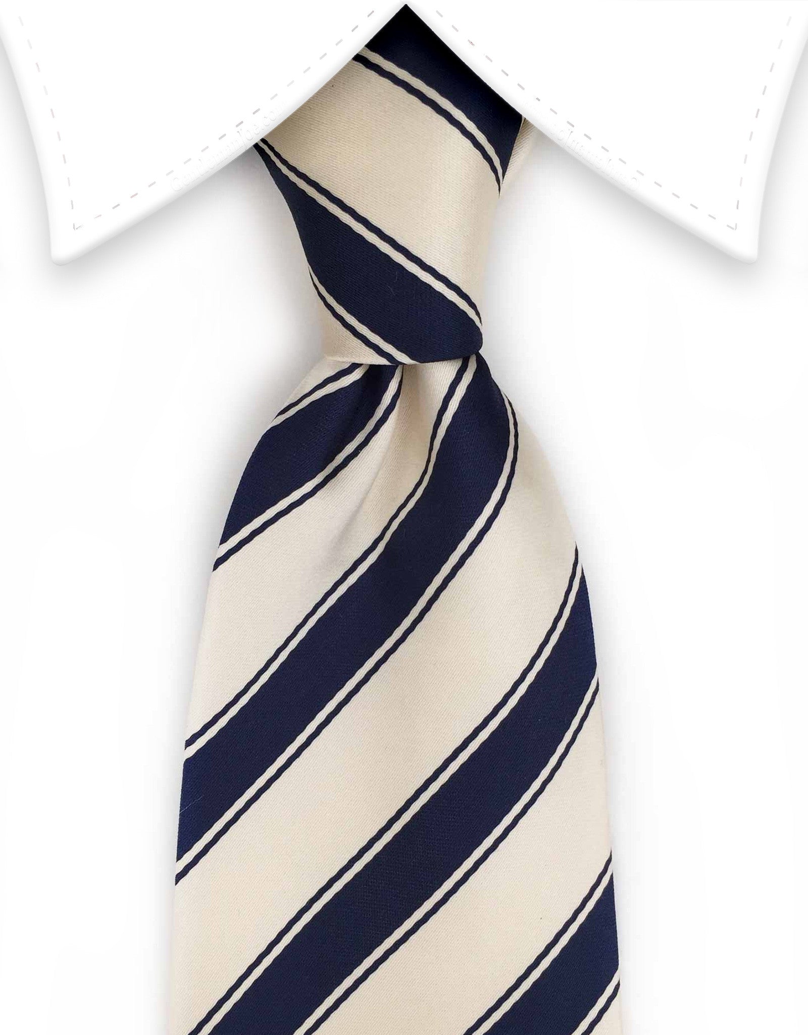 pearl cream & navy tie