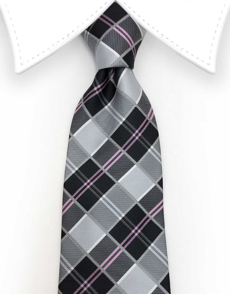 Black, gray, pink tie