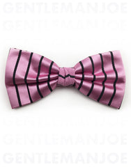 pink bow tie with black stripes