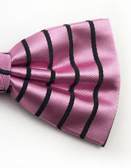 pink and black striped bow tie