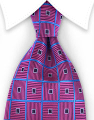 fuchsia pink tie with blue squares
