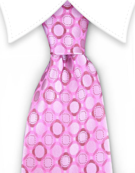 pink tie with circles