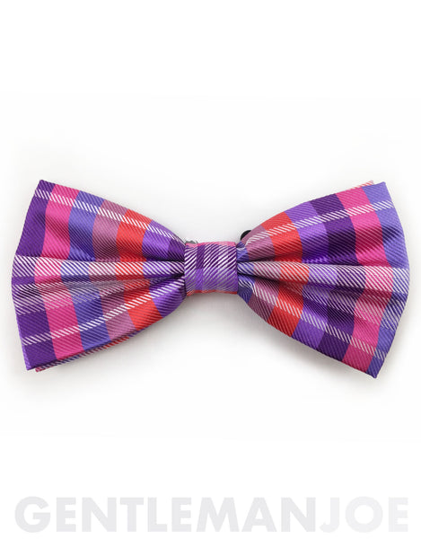 purple, pink, lilac & red bow tie